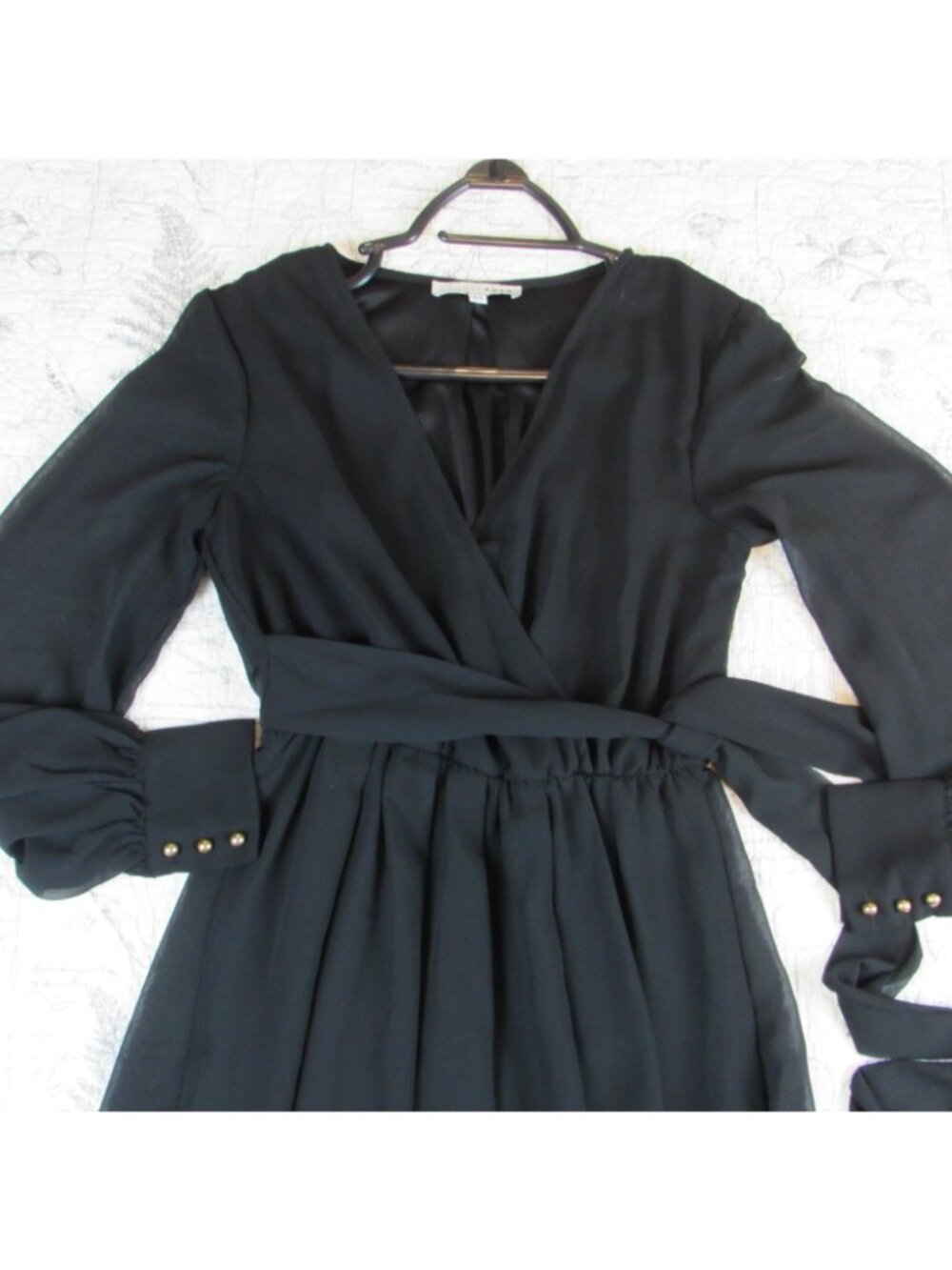 Baltic Born Lydia Maxi Dress Black Long sheer slv Gown Womens minimalist sz XS - Picture 6 of 8